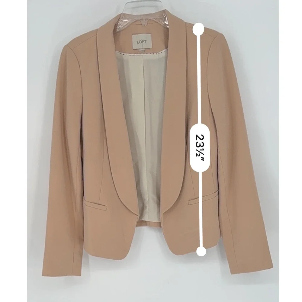 Ann Taylor Loft 6 Beige Open Front‎ Blazer Business Career Jacket Academia 92-50
